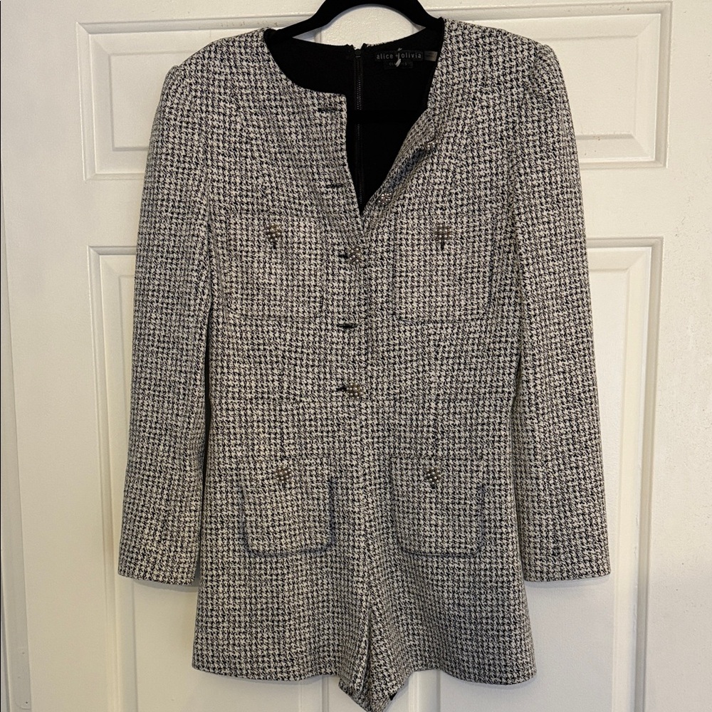 Women's Black and White Tweed Jacket
